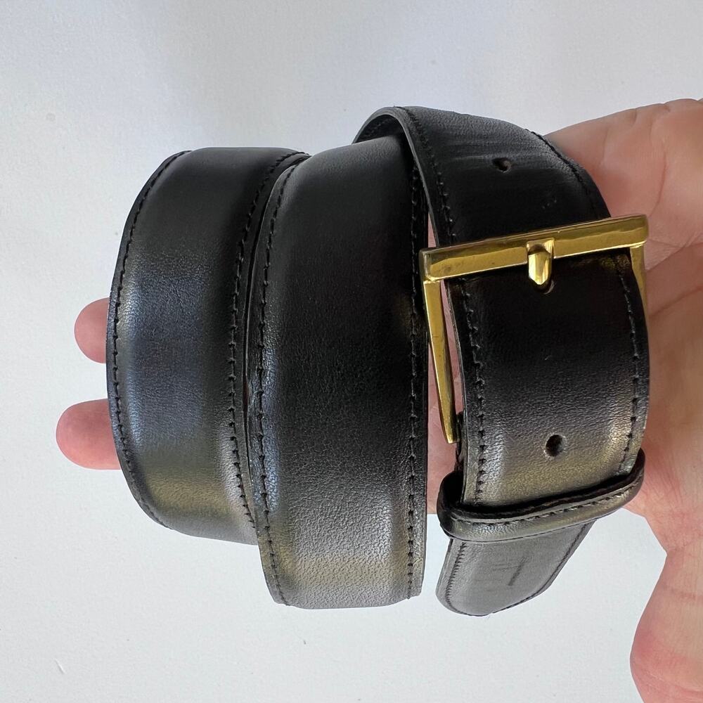 Dooney & Bourke Black Leather Belt Made in USA Brass Buckle Size 34